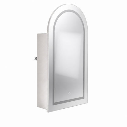Arched LED Bathroom Cabinet, Wall Mounted Bathroom Mirror Cabinet with Storage, Touch Control Lighted Vanity Mirror Cabinet for Bathroom