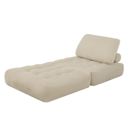 62.9"Corduroy Fabric Beanbag Couch for Living Room, Bedroom & Dorm, Cozy Fluffy Cloud Mini Couch,Corduroy