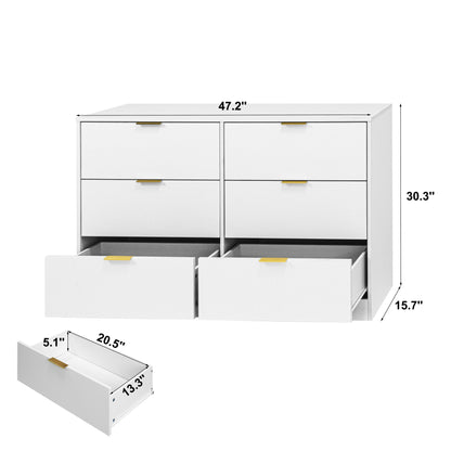 Simply Modern 6-Drawer Dresser, Chest of Drawers for Bedroom, Living Room, Hallway, and Entryway - Large Storage Cabinet White