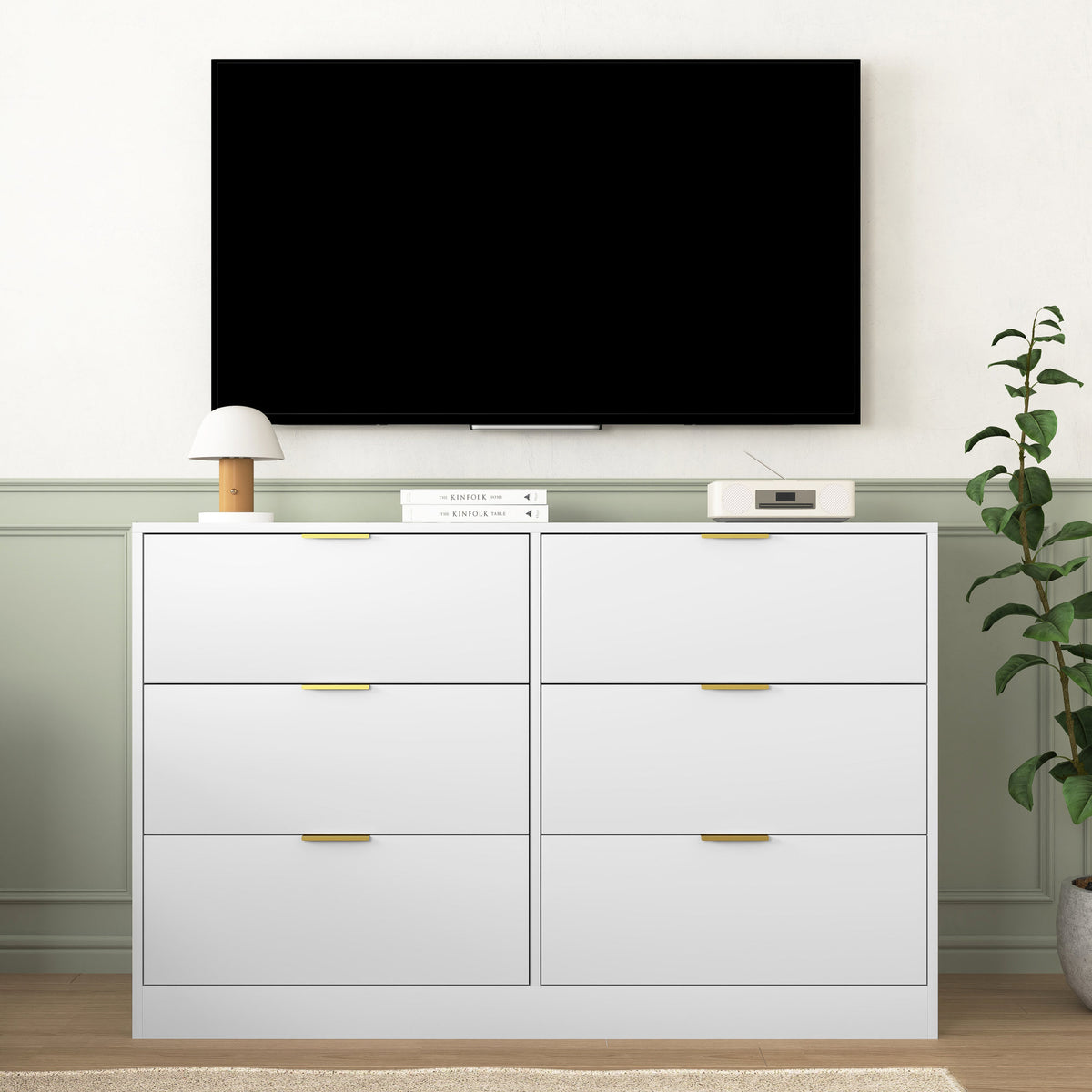 Simply Modern 6-Drawer Dresser, Chest of Drawers for Bedroom, Living Room, Hallway, and Entryway - Large Storage Cabinet White