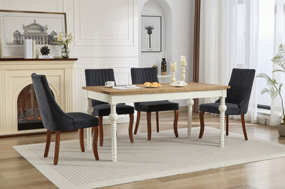 Rayon Cloth Flocking Linen Dining Chairs Channel Kitchen Dinner Chair Comfy Fabric Upholstered Accent Chair for Dining Room with Curved - Black