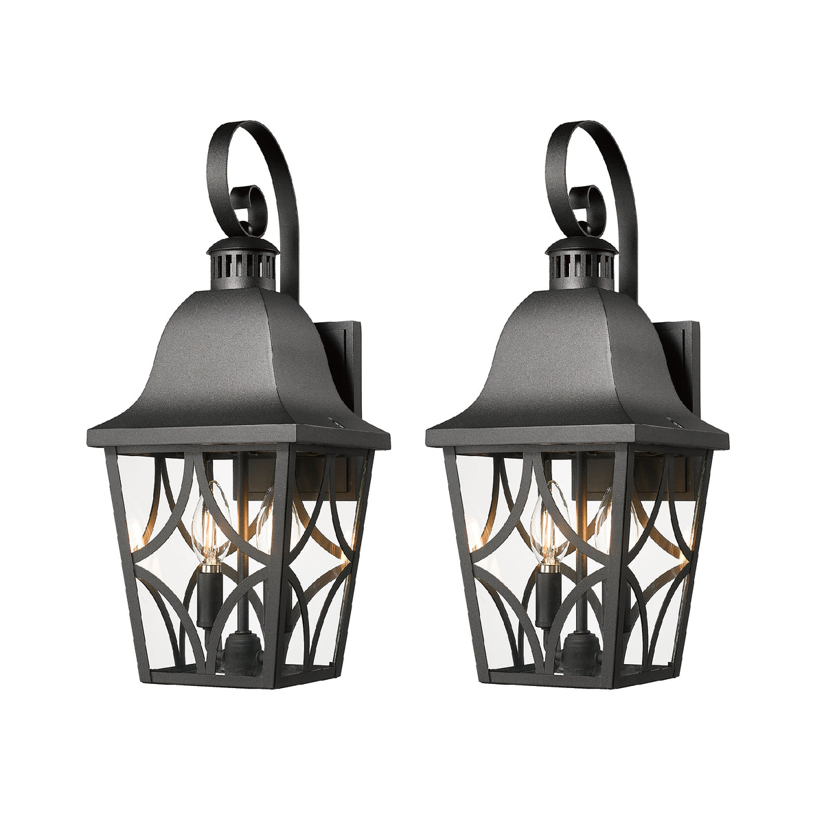 Outdoor Wall Light Fixtures, Waterproof Exterior Wall Sconce Porch Lights, Matte Black Outdoor Wall Lantern with Clear Glass, Outside Wall Mount Lighting for House, Garage, Front Door (2 pack)