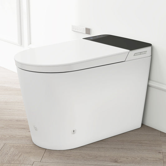 Tankless Smart Toilet with Bidet Built In, Auto Open & Close, Wider Bidet with Heated Seat, Warm Water and Dry, Foot Sensor, LED Display