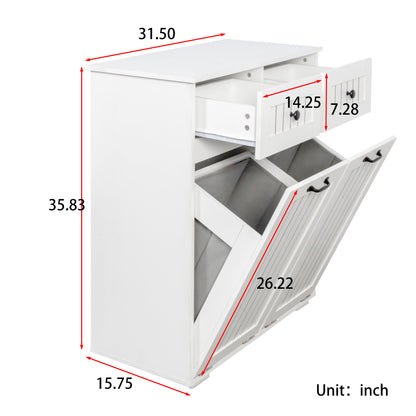 Laundry Cabinet, with 2 Removable laundry basket and 2 Drawers