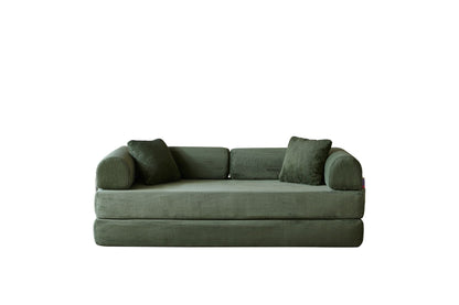 78.8' Compression Sofa,Convertible Floor Sofa Bed-with Pillow Back Support Armrest,Comfy Futon Couch Sleeper Bed,Loveseats Boneless Modular Sectional Sofa,Corduroy fabric,for Living Room,Bedroom,Green