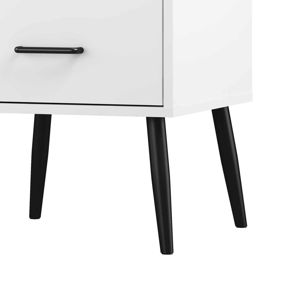 2-Drawer Nightstand with Metal Legs and Metal Handles, Modern White Bedside Table, Small End Table, Living Room or Apartment