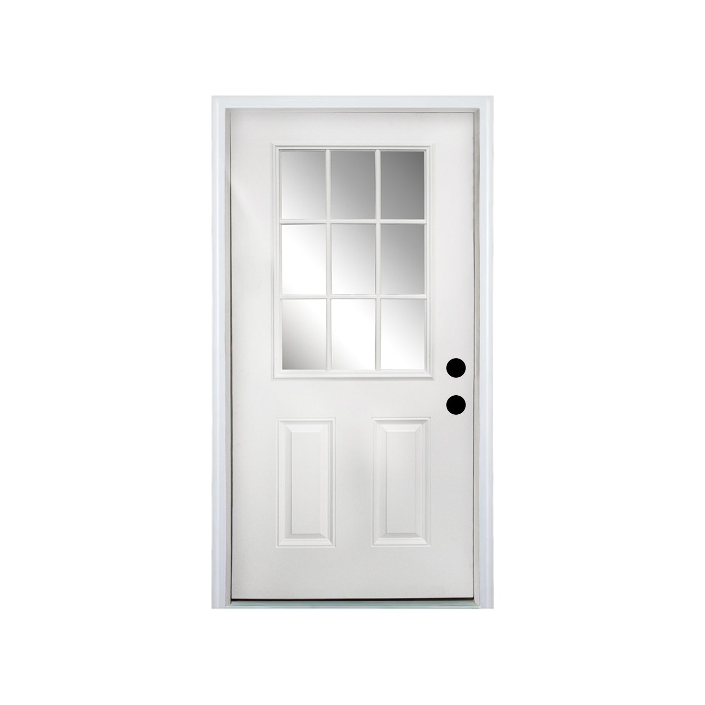 36 x 80 Fiberglass Entry Door,4-9/16 in.New Packaging Vinyl Frame,9 Lite Low-E Glass - Primed Front Door for Home's Front Entrance,Left Hand Inswing,White Oak Wooden Grain Knock-Down Door