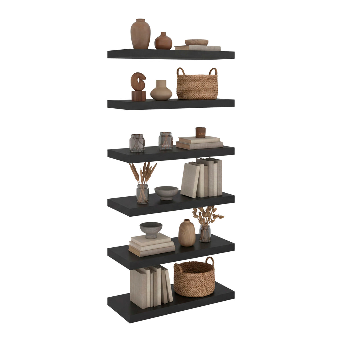 24" x 10" Floating Wall Shelf, Wall-Mounted Display Ledge for Living Room, Bedroom or Office Storage