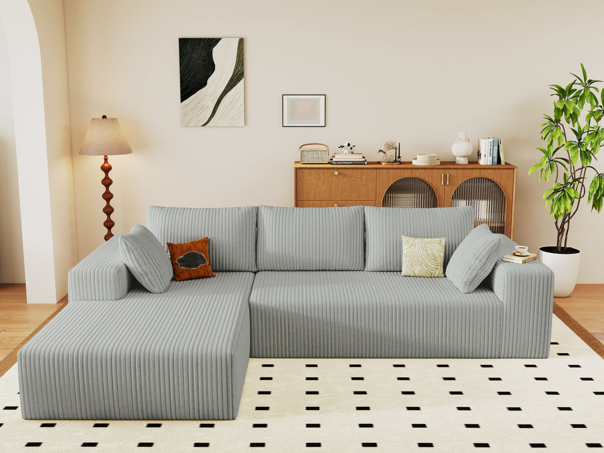96" Cloud Sectional Couch with L-Shape Chaise,Modern Modular Sofa with Deep Seat, Upholstered Couches for Living Room Bedroom,No Assembly Required (Plush Corduroy Fabric)