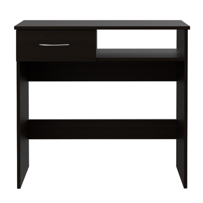 Home Office Set, Two Parts Set, One Drawer, Desktop, Keyboard Tray, Stand, Five Shelves, Black