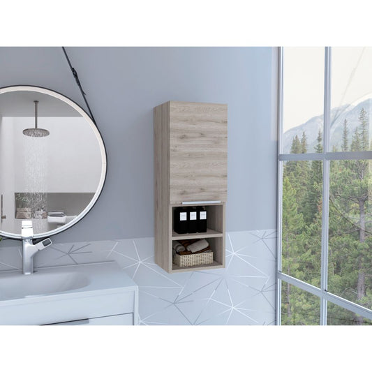 Mila Bathroom Cabinet, Two Interior  Shelves, Two External Shelves, Single Door Cabinet -Light Gray