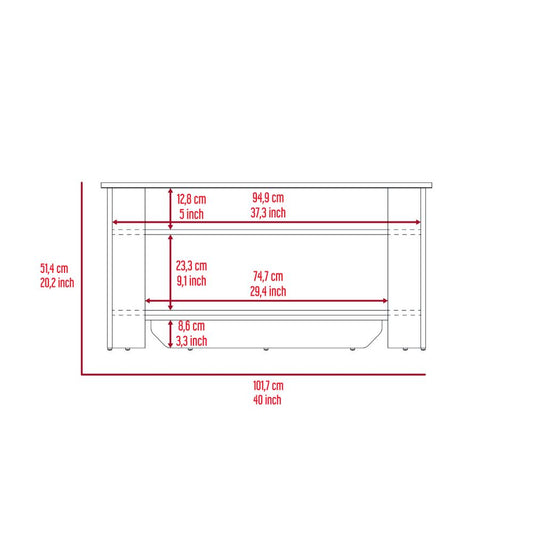 Storage Table, Four Legs, Lower Shelf, Dark Brown