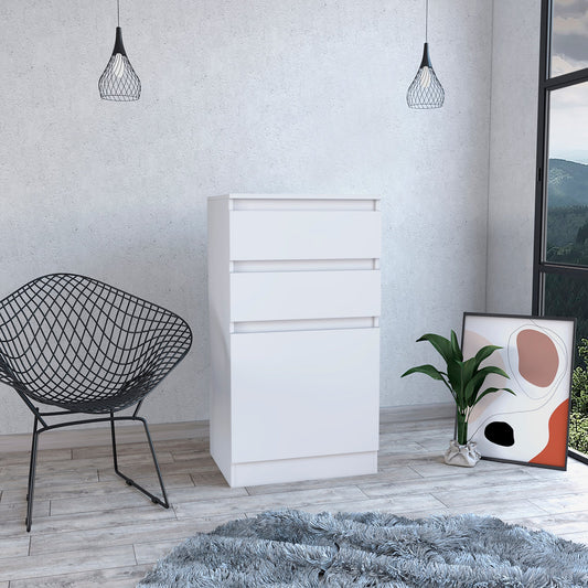 Kamelot Dresser With Jewelry Box, Single Door Cabinet, Mirror, Two Drawers -White