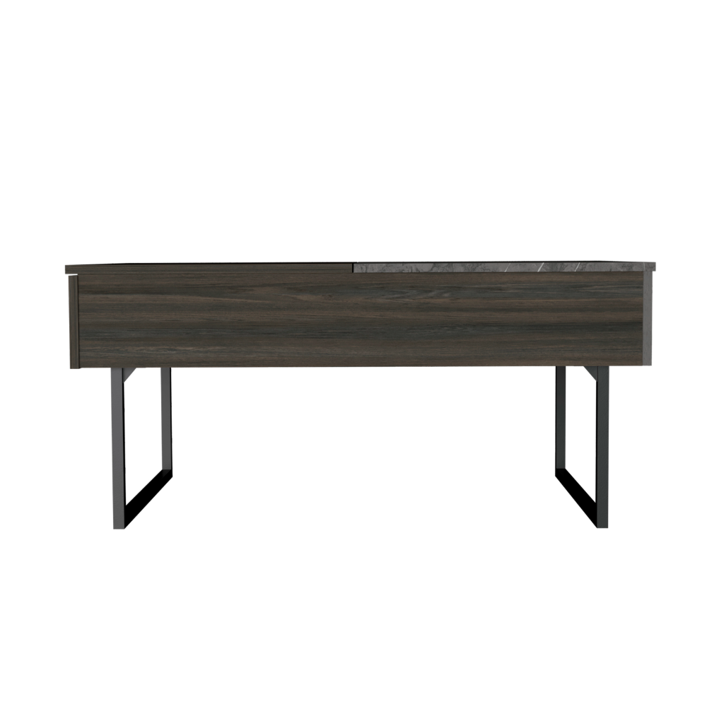 Lift Top Coffee Table, One Drawer, Two Legs, Carbon Espresso / Onyx