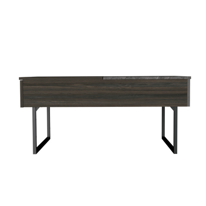 Lift Top Coffee Table, One Drawer, Two Legs, Carbon Espresso / Onyx