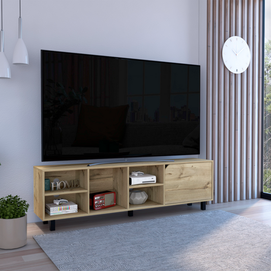 Conquest Tv Stand for TV´s up 70", Four Open Shelves, Five Legs, Light Oak