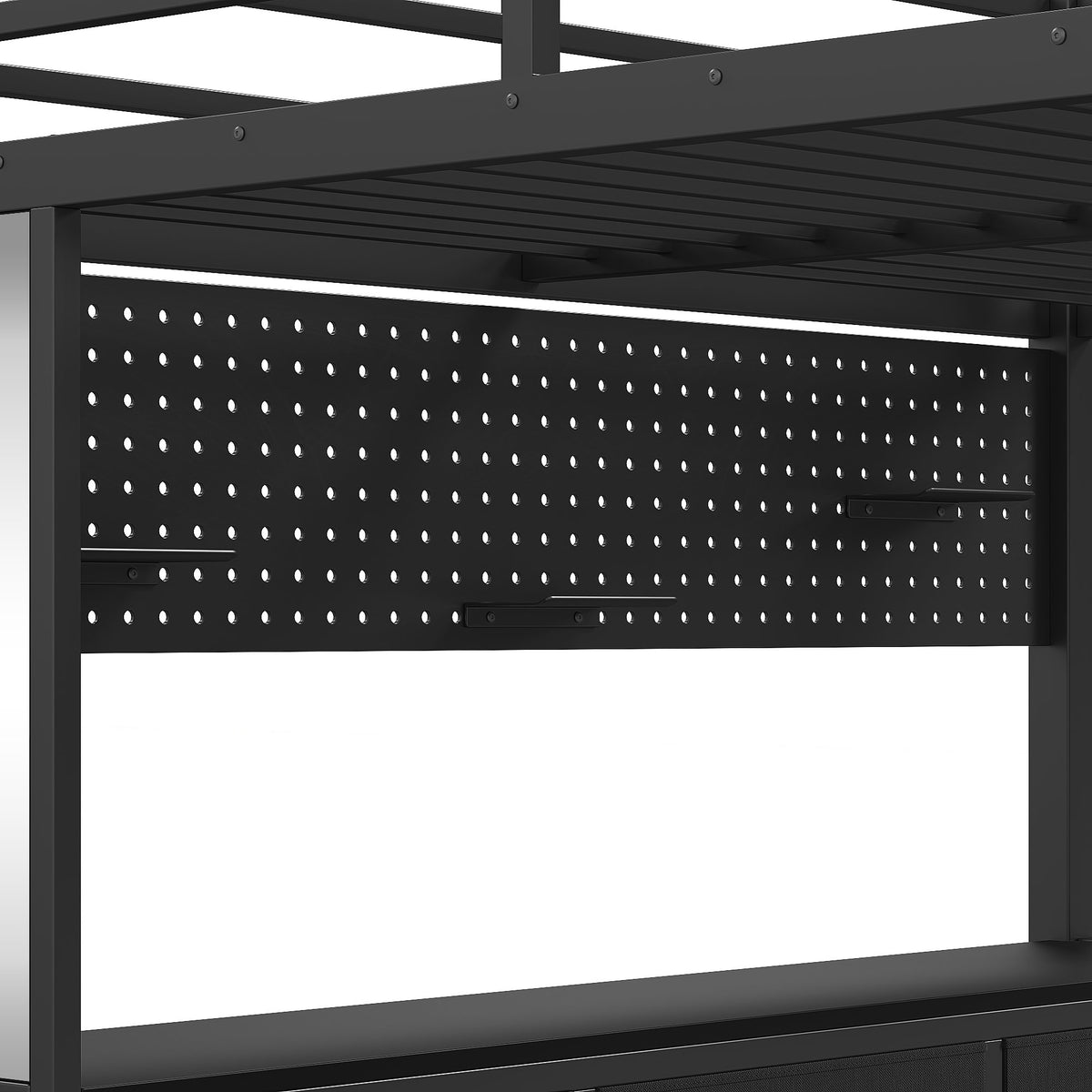 Queen Size Loft Bed with Desk, Loft Bed with Drawers, Loft Bed with Led Light and USB, Sturdy Loft bed Frame, Loft Bed with Mirror, Multi-Functional High Loft Bed for Teens Adults.Black