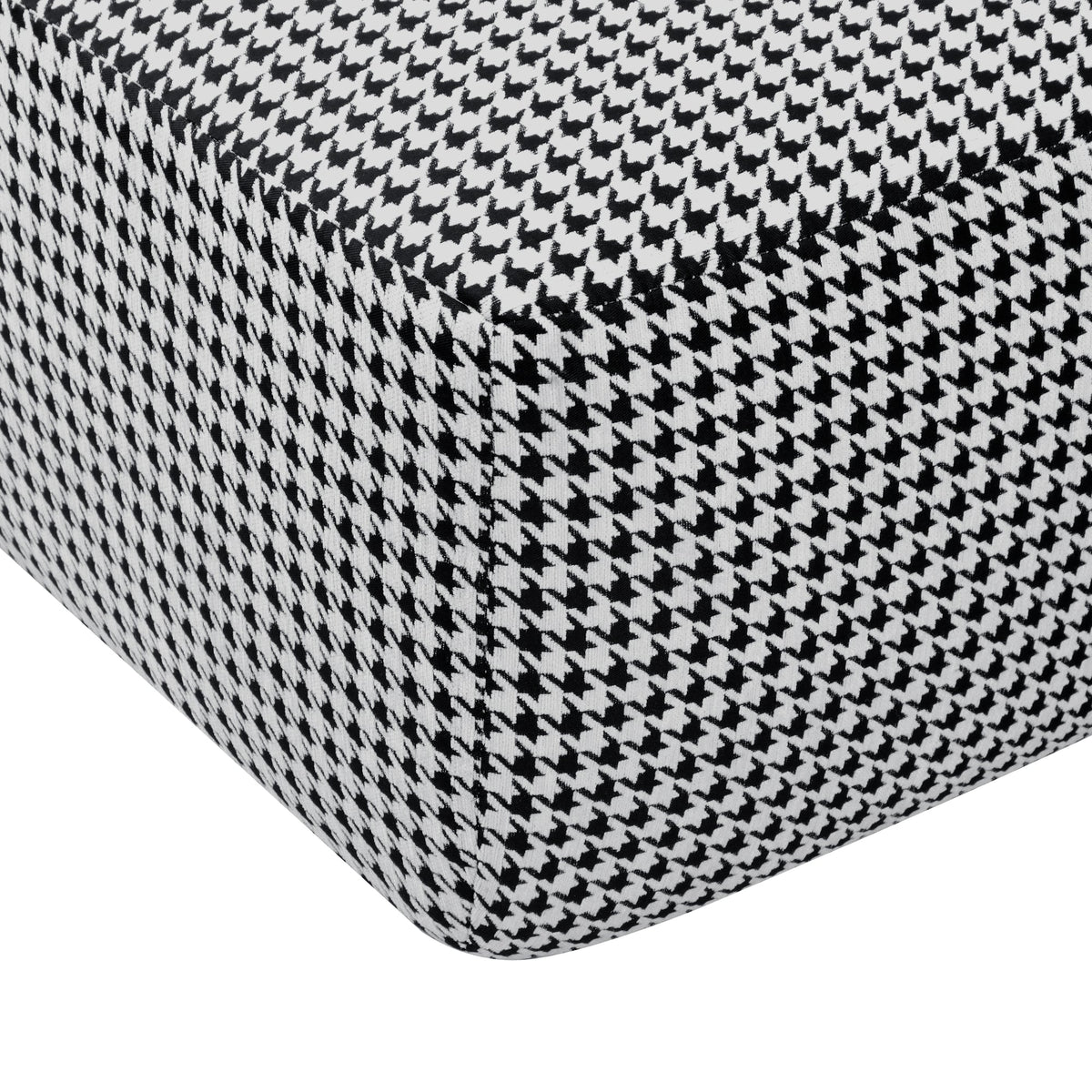 Convertible Chaise Lounge Chair Plush with Wide Armrest & Throw Pillows, Cozy Boneless Sleeper Sofa Bed Armchair, with cup holder,for Living Room, Bedroom, No Assembly Required,Black-White-Houndstooth