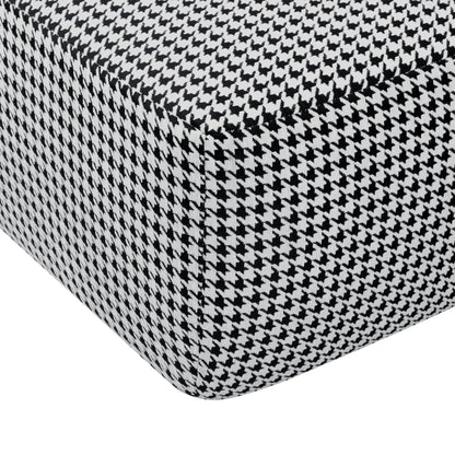 Convertible Chaise Lounge Chair Plush with Wide Armrest & Throw Pillows, Cozy Boneless Sleeper Sofa Bed Armchair, with cup holder,for Living Room, Bedroom, No Assembly Required,Black-White-Houndstooth