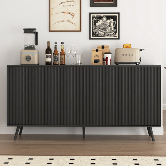 Sideboard Buffet Cabinet with Storage, Long Sideboard Storage Cabinet with 4 Doors – Black