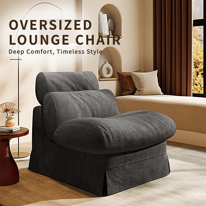 Minimalist Accent Chair with Solid Wood Frame, Soft Medium-Firm Chenille Upholstery, Ideal for Living Room, Bedroom, Balcony & Office Reading Nook