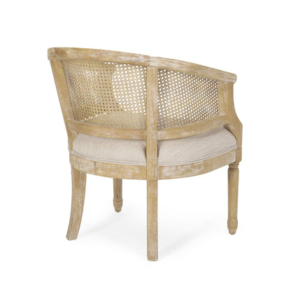 Accent Chair Rubber Wood Beige Natural