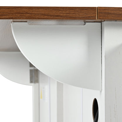 K&K 53.5''Farmhouse Kitchen Island with Power Outlet, Kitchen Storage Island with Drop Leaf, Spice Rack and Drawer
