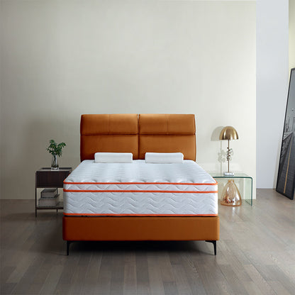 Queen Mattress, 10 Inch Hybrid Mattress in a Box, Memory Foam and Pocket Springs, Fiberglass Free, Soft and Breathable, Medium Firm Feel