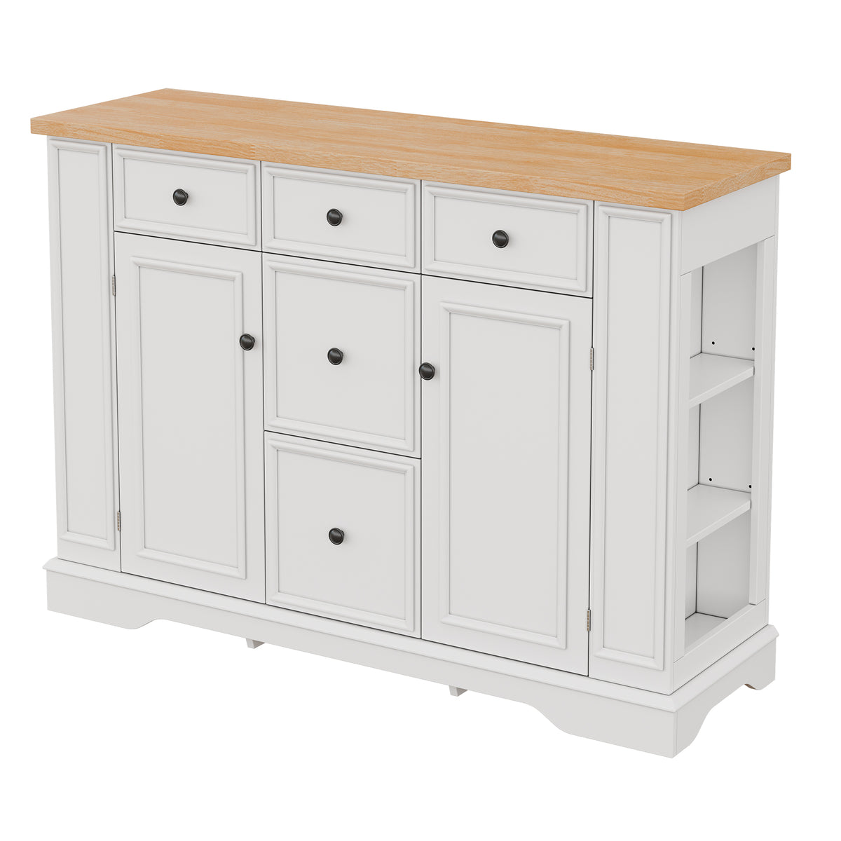 TREXM Sideboard Buffet Cabinet with Storage, Kitchen Console Table with 5 Drawers, 2 Cabinets, Adjustable Shelves, Buffet Server for Dining Room, Living Room, Entryway (White)
