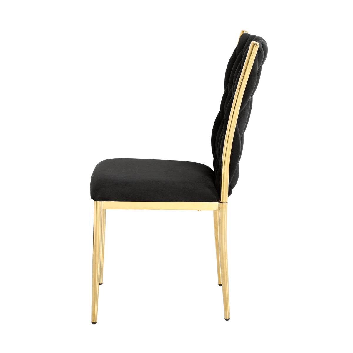 Modern simple Black velvet dining chair, family bedroom stool back student table chair, gold-plated metal chair legs, suitable for dining room kitchen bedroom (set of 4)