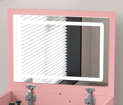Dressing Table and Stool, 3-in-1 Multifunctional Dressing Table Set, Featuring Three-color Lighting Modes, HD Mirror, Two Sliding Drawers
