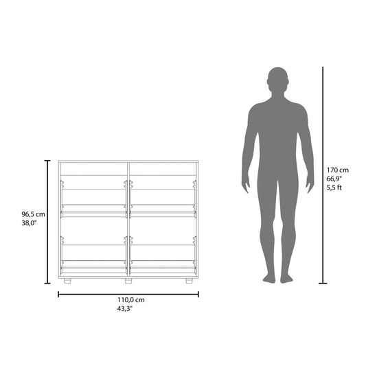 FM FURNITURE Nutrioso Tilt-Out Shoe Storage Cabinet with Multiple Compartments and Modern Desig, White