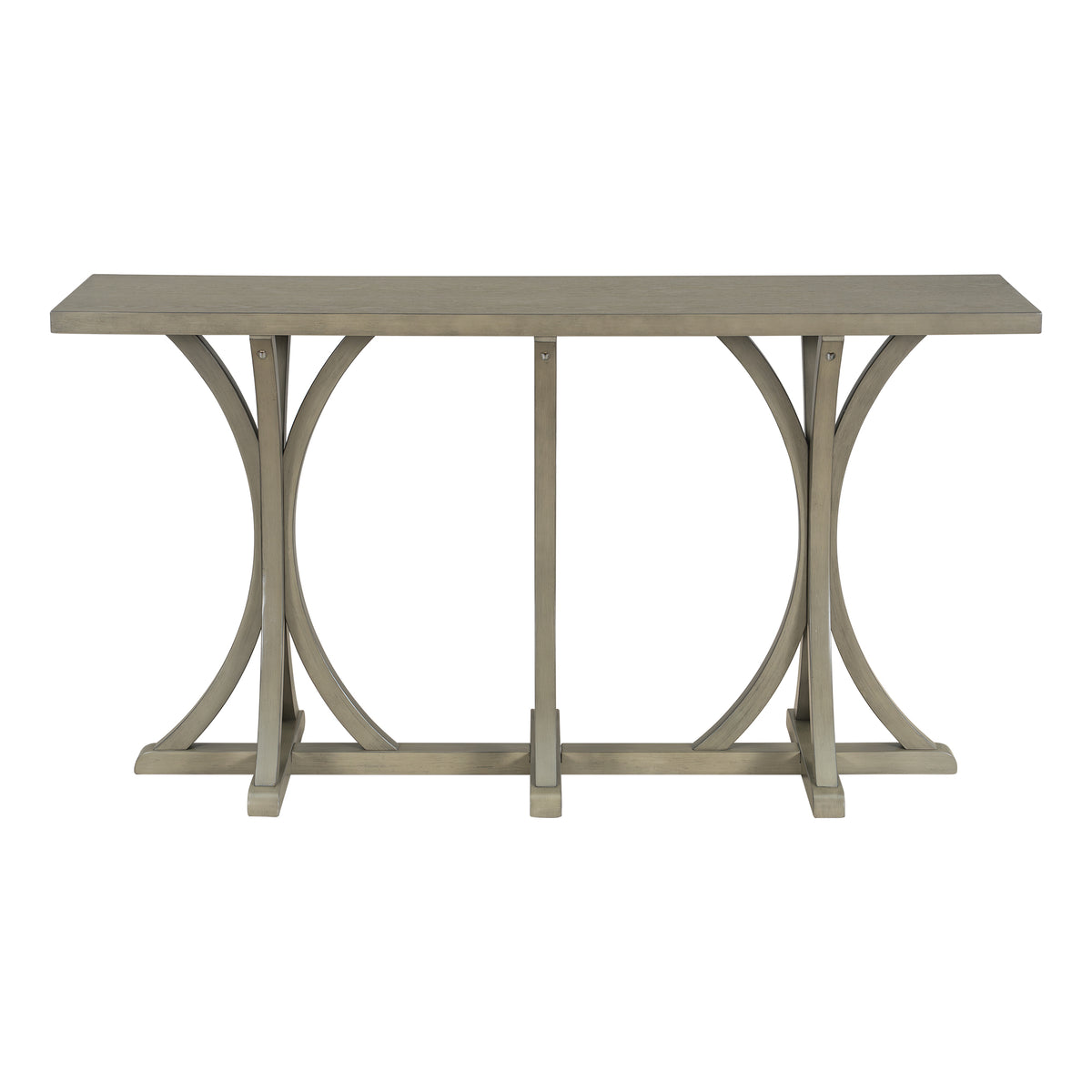 U-Style 59.8'' Wooden Console Table with Oak Veneer Top,Farmhouse Entryway Table with Rubber Wood Slender Curved Legs,Perfect for Living Room,Entryway,Hallway, Dining Spaces.