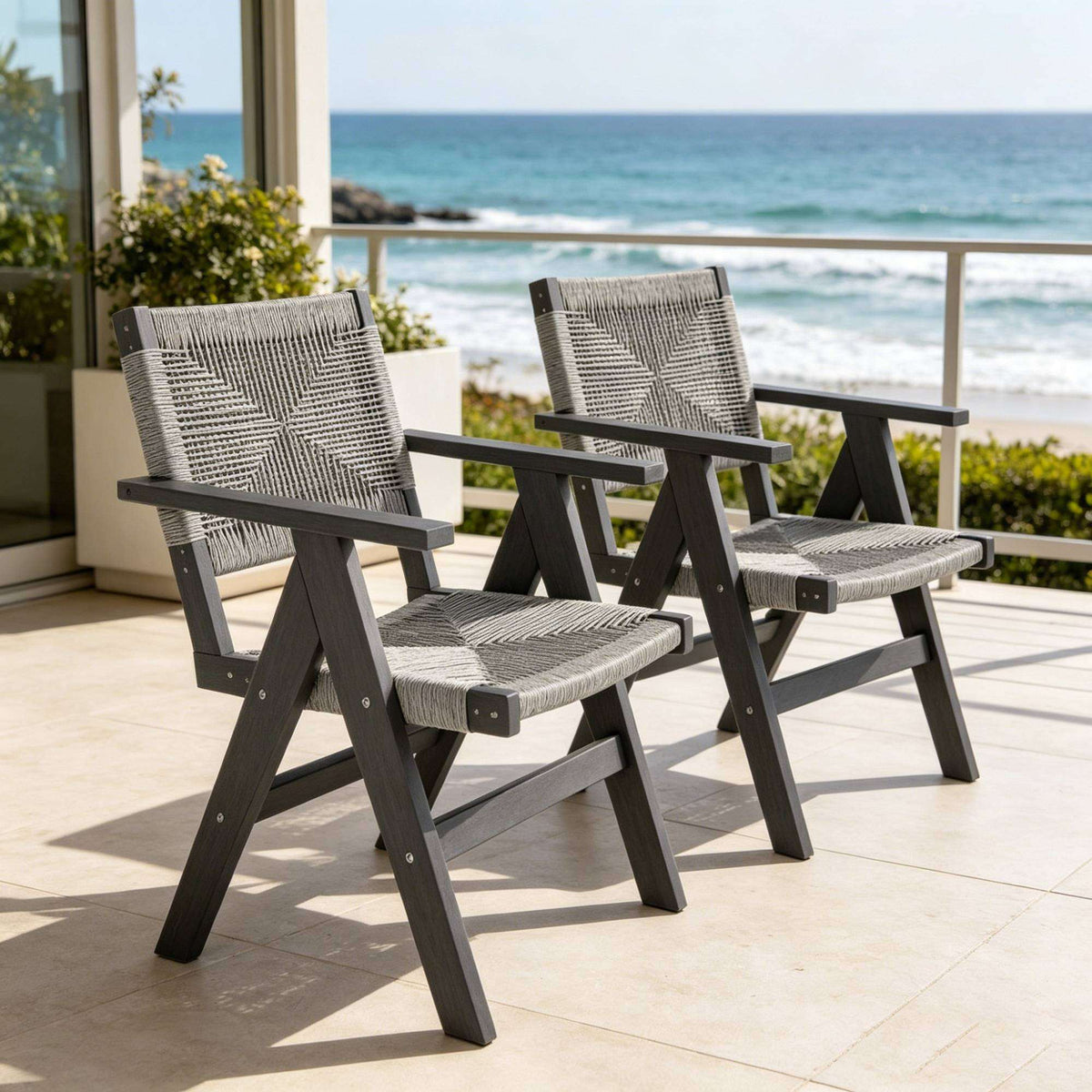 2 Piece HIPS All-Season Dining Chair Suitable For Garden Dinners & Versatile Outdoor Eating Spaces