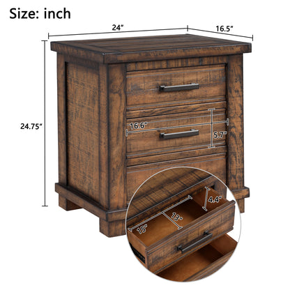 Rustic Three Drawer Reclaimed Solid Wood Farmhouse Nightstand (old sku:WF531408AAD)