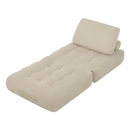 62.9"Corduroy Fabric Beanbag Couch for Living Room, Bedroom & Dorm, Cozy Fluffy Cloud Mini Couch,Corduroy
