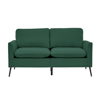 TS Nordic Retro Green Leather Upholstered Sofa Loveseat, Casual Living Room Balcony Bedroom Single Chair with Overstuffed Pillows