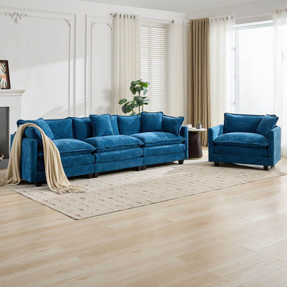 Cloud Sofa 3 Seats (Ottoman is not included), Modern Sectional Couch, Comfy Double Layer Upholstered Seat Cushion – Blue