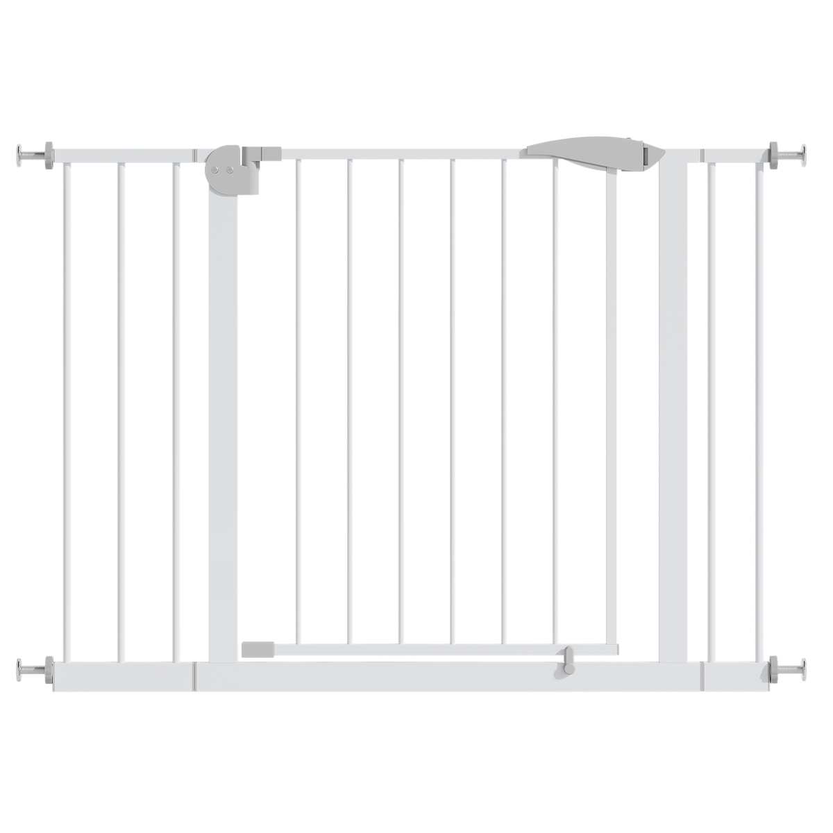29.5-44.1" Wide Baby Gate for Stairs, Dog Gate Indoor for Doorways, No Drilling Pressure Mounted Pet Gates for Kids, Easy Walk Through Safety Gate, White