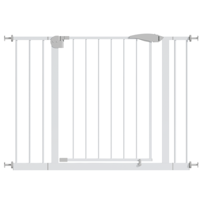 29.5-44.1" Wide Baby Gate for Stairs, Dog Gate Indoor for Doorways, No Drilling Pressure Mounted Pet Gates for Kids, Easy Walk Through Safety Gate, White