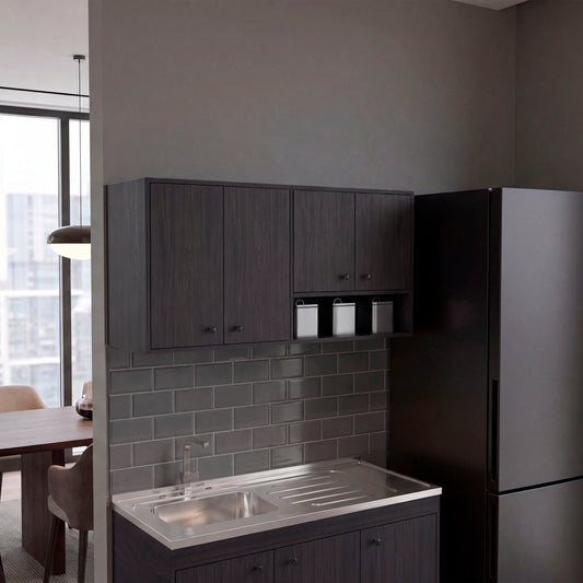 Napoleon Wall-Mounted Kitchen Cabinet with 4 Door Closed Storage Cabinets, Interior Shelves and Open Small Storage Space