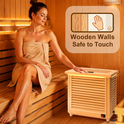 1500W Far-Infrared Sauna Heater with Plug, 110-120V Graphene Sauna Heating System with Touch & WiFi Control, for 35-105 cu.ft Dry Sauna Rooms, Hemlock Wood Shell
