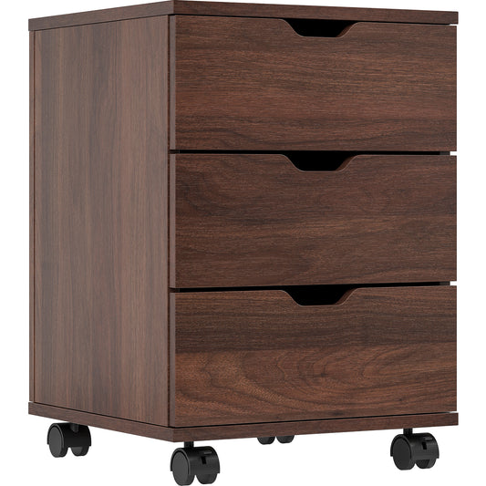 3-Drawer Vertical Filing Cabinet Rolling Wood Mobile File Cabinets Under Desk for Home Office with Casters (Non-Assembled)