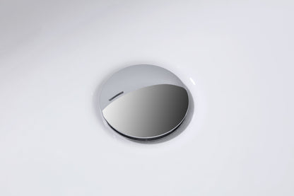 59" Acrylic Freestanding Bathtub, Stand Alone Soaking Tub, Glossy White Acrylic, Toe-tap Chrome Drain, cUPC Certified