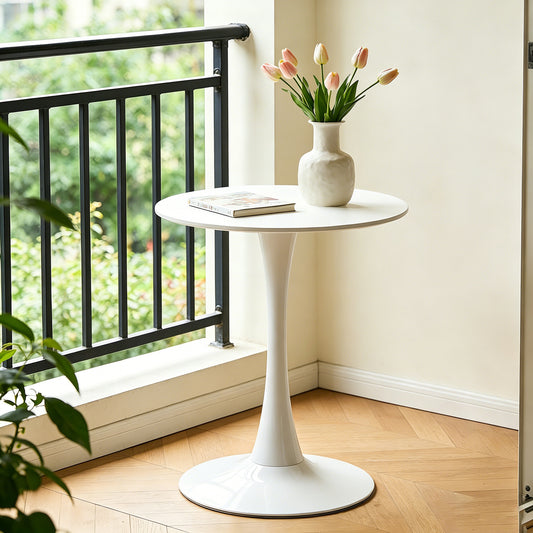 White Round Dining Table,Modern Dining Table, Dining Table,MDF Tabletop and Iron Spray-Painted Matte Base,Oval Dining Table,Mid Century Coffee Table for Living Room 24 Inch,Home Kitchen,Small Places