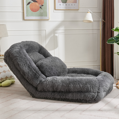 [NEW ARRIVED] [VIDEO PROVIDED] Human Dog Bed,Lazy Sofa,5-Position Adjustable Convertible,Floor Gaming Chair,bedroom, living room,Suitable for gaming, meditation,relaxation,Plush Fabric,Dark Gray