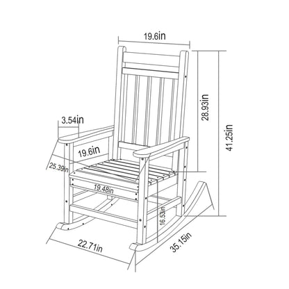 All Weather Rocking Chair Set with Side Table, 3-Piece Rocking Chair Set with Wood-Texture, White(includes 2 Rocking Chairs and 1 Table)