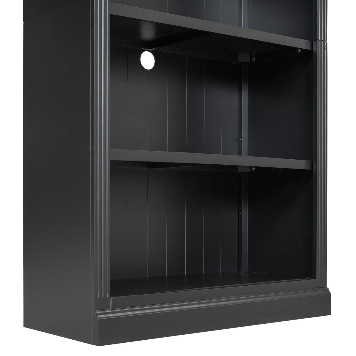 83.4' Tall Wood Bookcase with light strip,5-Tier Decor Bookshelves with Adjustable Shelves,Storage Organizer for CDs/Books/Movies,Free Standing Storage Shelves for Living Room,Home Office,Black