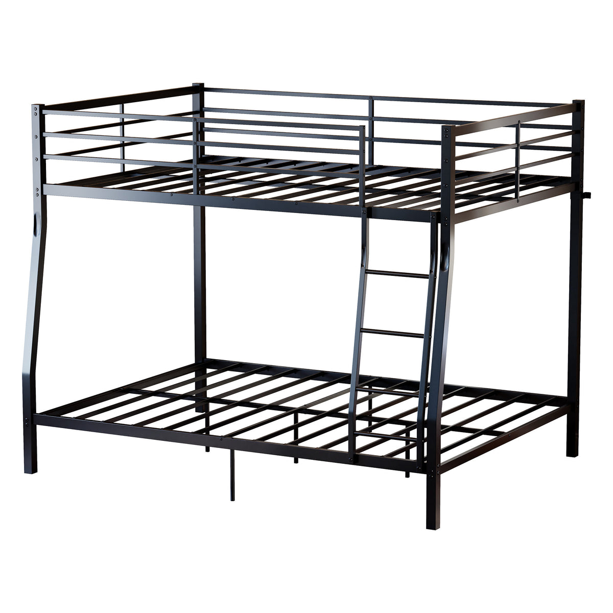 Metal Bunk Bed, Heavy Duty Full Over Queen Bunk Beds with 5 Extra Support Legs, 990 lbs Capacity, Noise-Free & Anti-Tip Design, 13.3" Safety Guardrail, Space-Saving Bed for Kids, Teens & Adults, Black