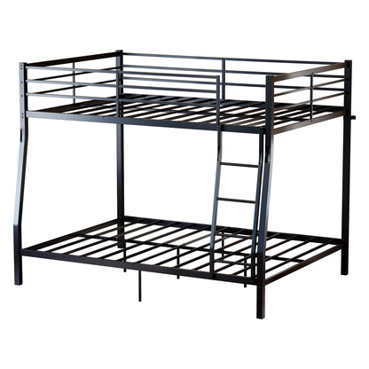 Metal Bunk Bed, Heavy Duty Full Over Queen Bunk Beds with 5 Extra Support Legs, 990 lbs Capacity, Noise-Free & Anti-Tip Design, 13.3" Safety Guardrail, Space-Saving Bed for Kids, Teens & Adults, Black